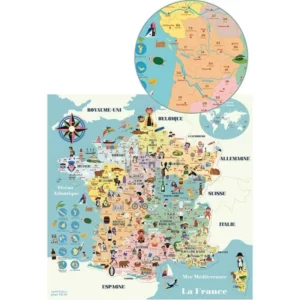 Carte de France - Puzzle en bois - Magnétique - en bois - Ingela P. Arrhenius - 92 pièces - Vilac - France - suisse - jeux reves et jouets - 4