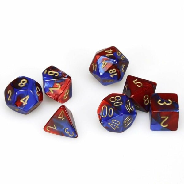 7 dés pour JDR Chessex - Gémini - Bleu rouge or