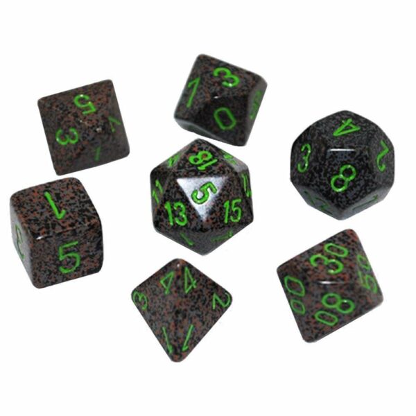 Chessex set de 7 dés GRANITE - EARTH Noir-Vert-2