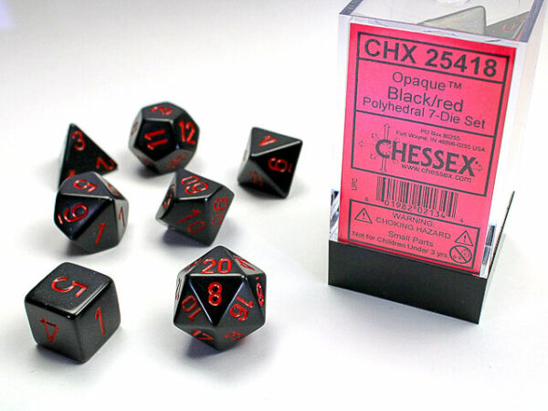 Chessex set de 7 des opaque noir-rouge