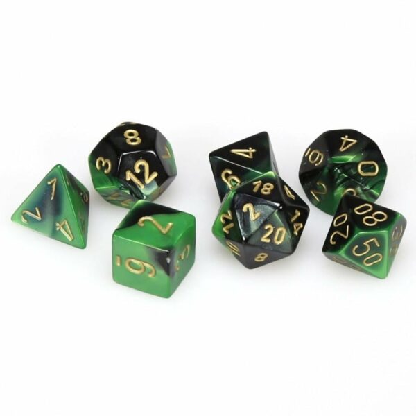 DEs -polyEdriques Chessex -Gemini Noir Vert-Or Set