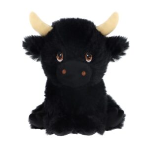 Peluche-vache-shaggy-noir-keeleco-18cm