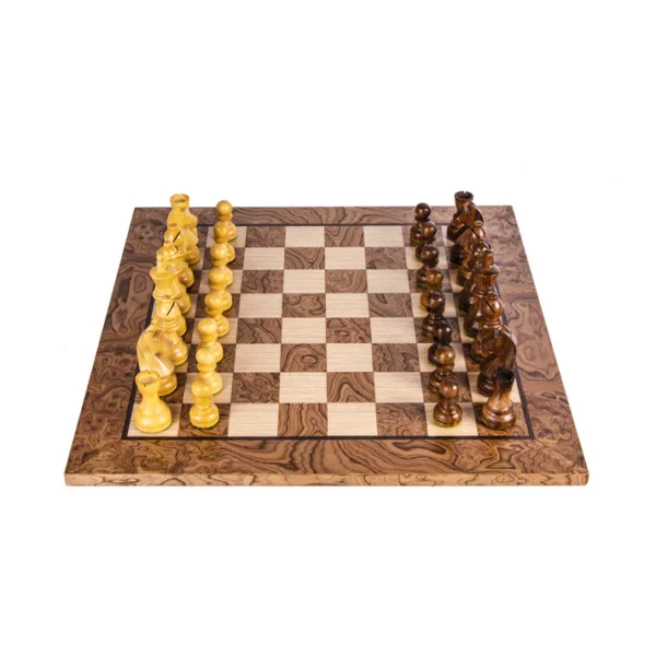 echiquier-en-loupe-de-noyer-avec-pieces-echecs-en-bois-Staunton-40x40cm