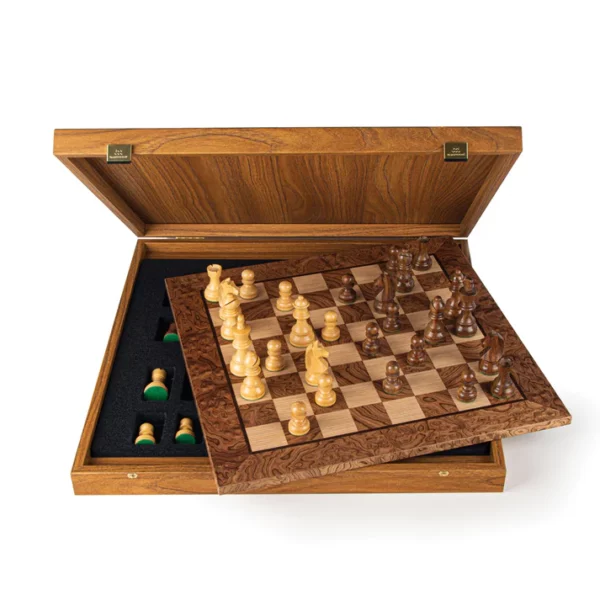 echiquier-en-loupe-de-noyer-avec-pieces-echecs-en-bois-Staunton-40x40cm