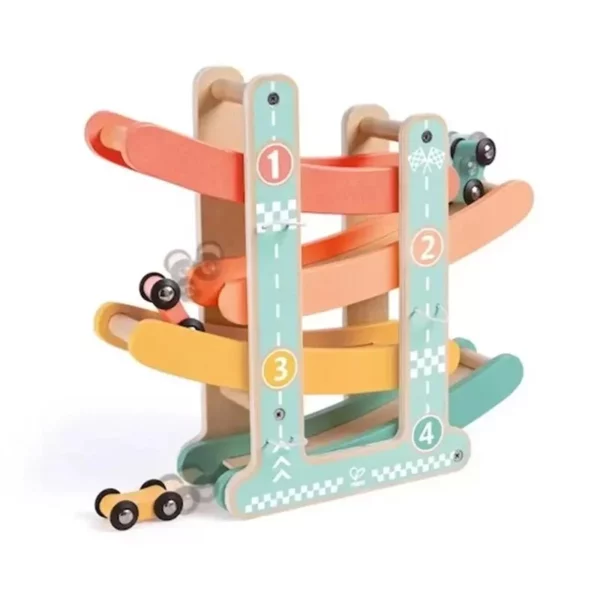 piste-de-course-et-voitures-turquoise-et-corail-hape