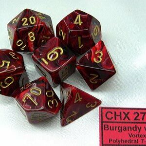 Chessex - Set de 7 dés - Vortex - bordeaux et or