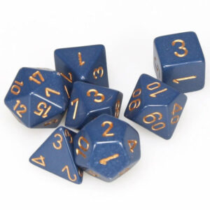 CHESSEX - Set de 7 dés - OPAQUE - Bleu Gris/Or