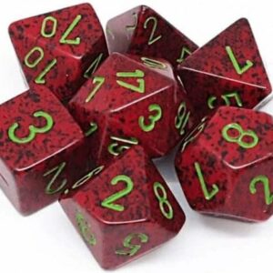 CHESSEX - Set de 7 dés - GRANITE - STRAWBERRY Rouge/Vert