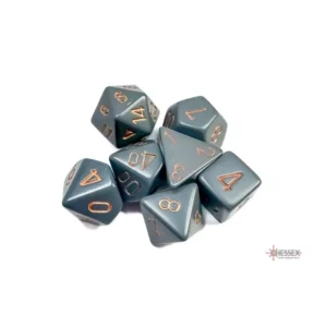 CHESSEX - Set de 7 dés - OPAQUE - Gris - Foncé/Cuivre